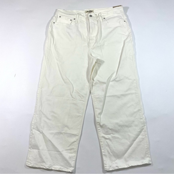 New Madewell The Perfect Vintage Wide Leg Crop Jean Tile White - Picture 3 of 11